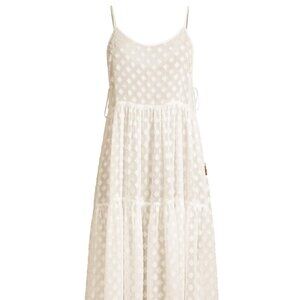 White Sleeveless Polka Dot Dress